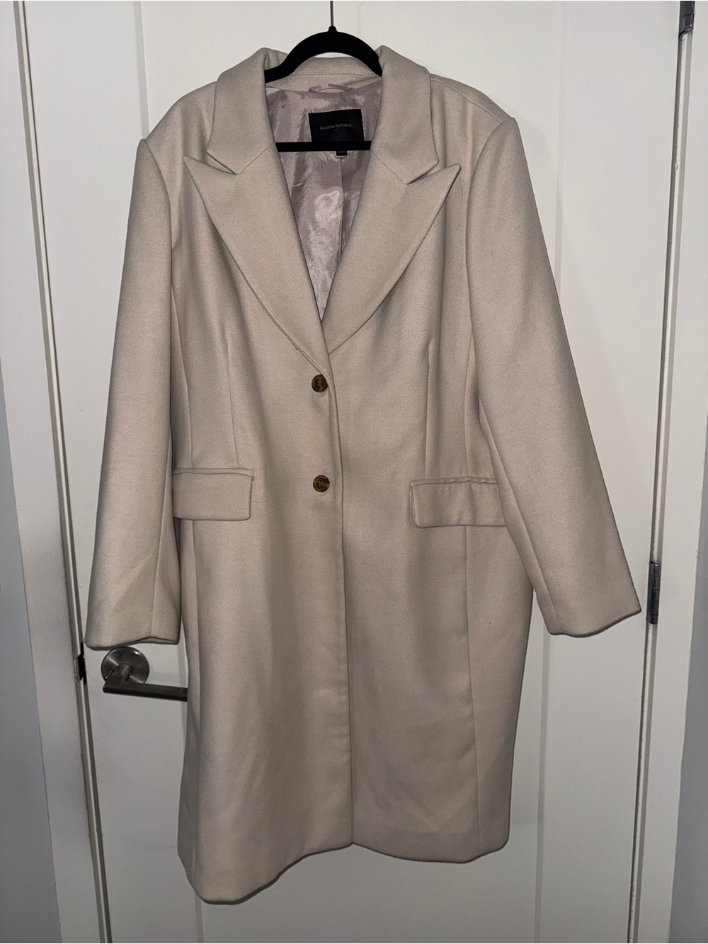 Banana Republic Beige Long Coat XXL | Oversized Tailored Coat